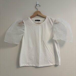 Zara White Puff Sleeve Top